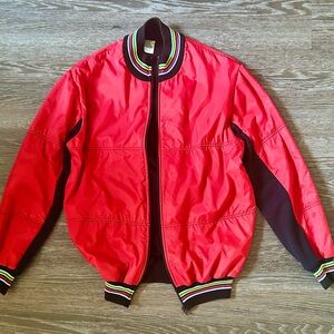 Vintage 80s Belgian nylon rainbow moto bomber jacket
